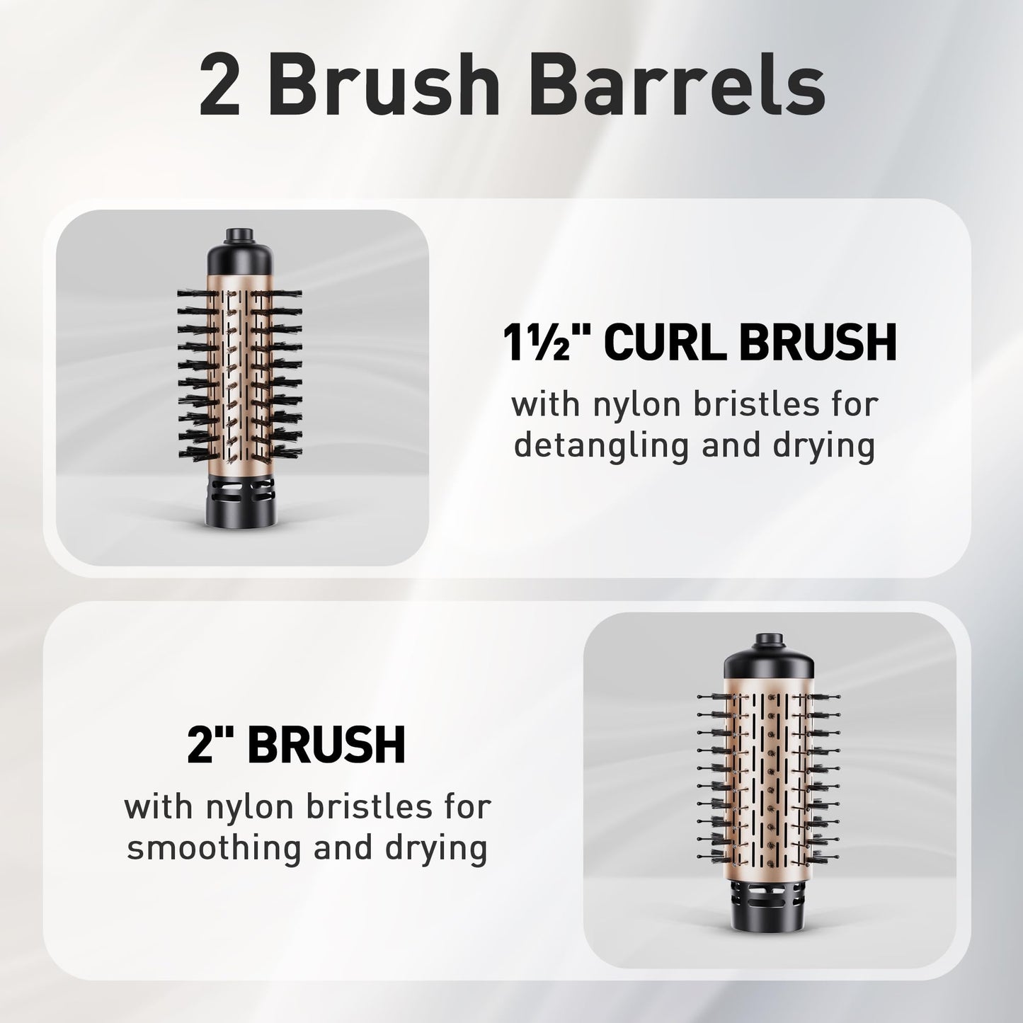 Beautimeter Hair Dryer Brush 3-in-1 Hair Styler, Rotating Blow Dryer Brush with 2-Inch and 1.5-Inch Brushes