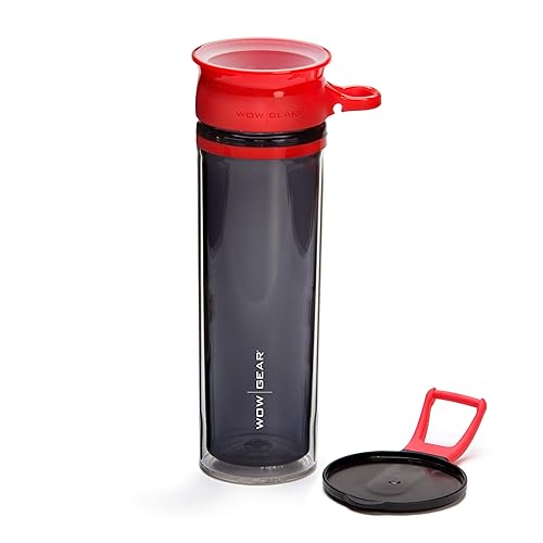 WOW GEAR 360 Double Walled Tritan Water Bottle, Red, 20 Oz / 600 Ml