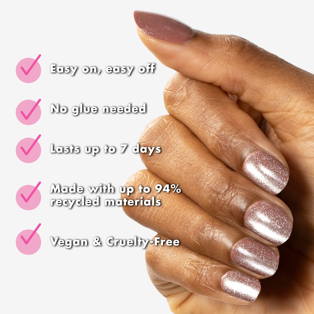 Olive & June Effects Super Stick Mani Press On Nails | Extra Short Round | No Glue Needed | 32 Tab Nails in 16 Sizes | Non-Toxic Tabs | Easy On-Off Beauty & Personal Care Olive & June