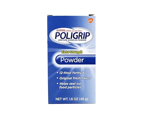 Super POLIGRIP Extra Strength Denture Adhesive Powder 1.60 oz (Pack of 12)