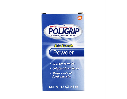 Super POLIGRIP Extra Strength Denture Adhesive Powder 1.60 oz (Pack of 12)