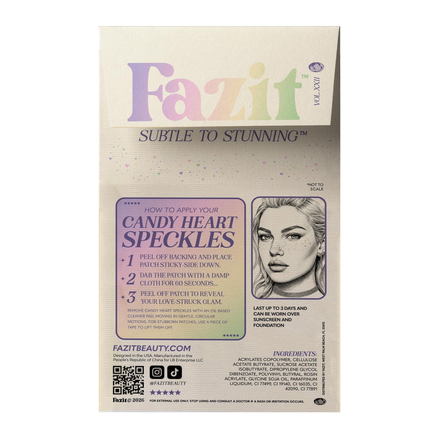 Fazit Makeup Patches - Candy Heart Speckles - Glow Up Make-Up Patches - Cute Glitter Makeup Accessories for Women - Cosmetic Glitter for Face