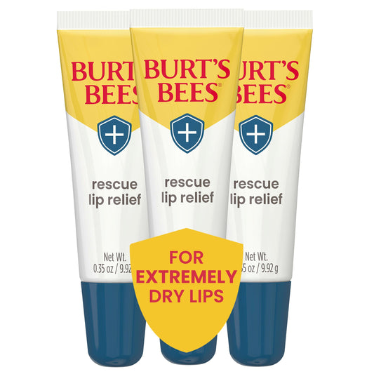 Burt's Bees Lip Balm Stocking Stuffers, Moisturizing Lip Care Christmas Gifts, Rescue Relief - Relieves Extremely Dry Lips with Moisturizing Shea