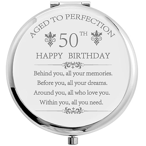 COFOZA 1973 50th Birthday Gifts for Woman Mom Wife Stainless Steel Compact Pocket Travel Makeup Mirror Inspiration Present Behind You All Your