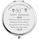 COFOZA 1973 50th Birthday Gifts for Woman Mom Wife Stainless Steel Compact Pocket Travel Makeup Mirror Inspiration Present Behind You All Your