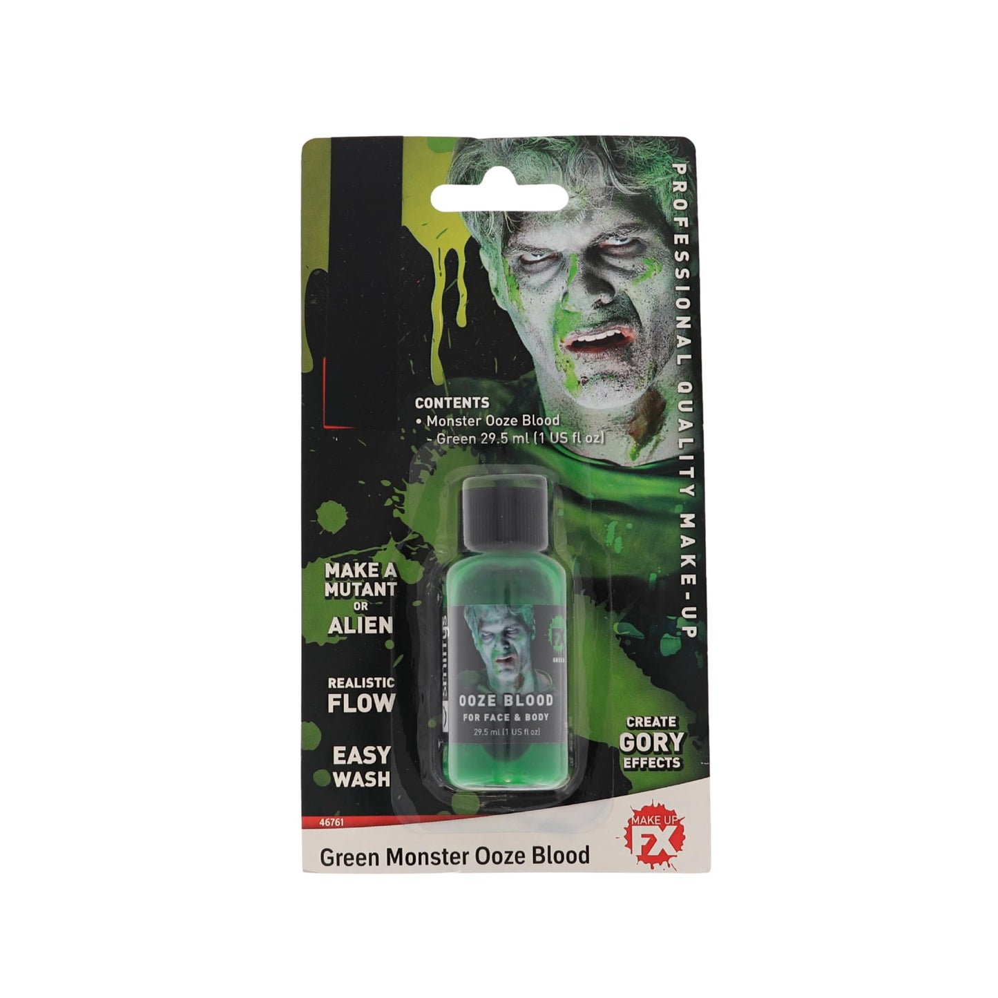 UV Reactive Green Monster Ooze Blood - 1 fl oz Fake Green Blood, Halloween Costume Makeup for Gory Effects and Special Effects, Makeup for Spooky