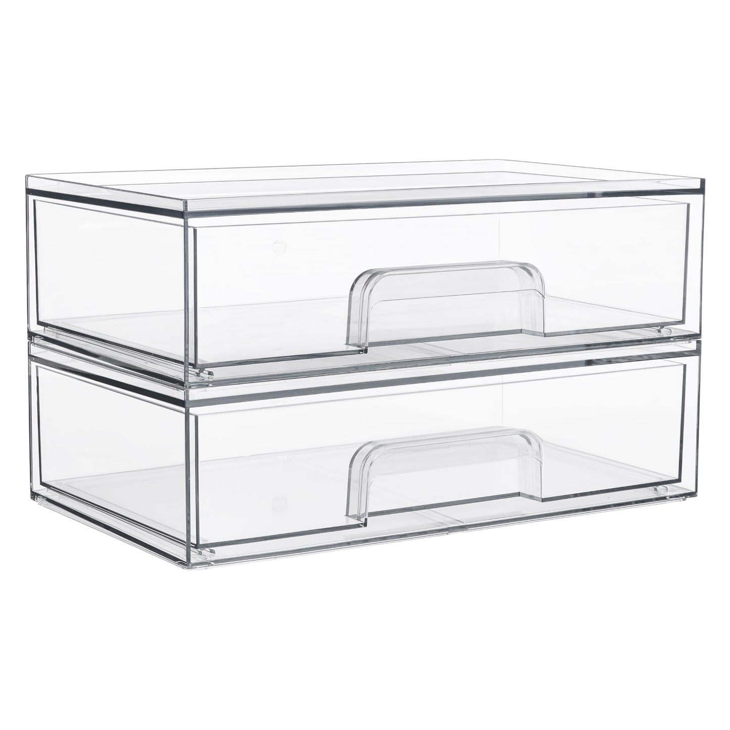 Vtopmart 12.1''W Clear Stackable Storage Drawers,2 Pack Acrylic Plastic Organizers Bins for Makeup Palettes, Cosmetics, and Beauty Supplies,Ideal Beauty and Personal Care Vtopmart