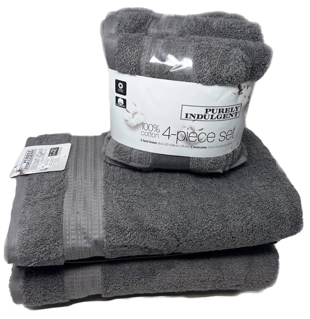 Purely Indulgent 100% HydroCotton | Includes: 2 Luxury Bath Towels, 2 Hand Towels & 2 Washcloths | Quality, Ultra Soft Towel Set | 6 Piece Set (Gray)