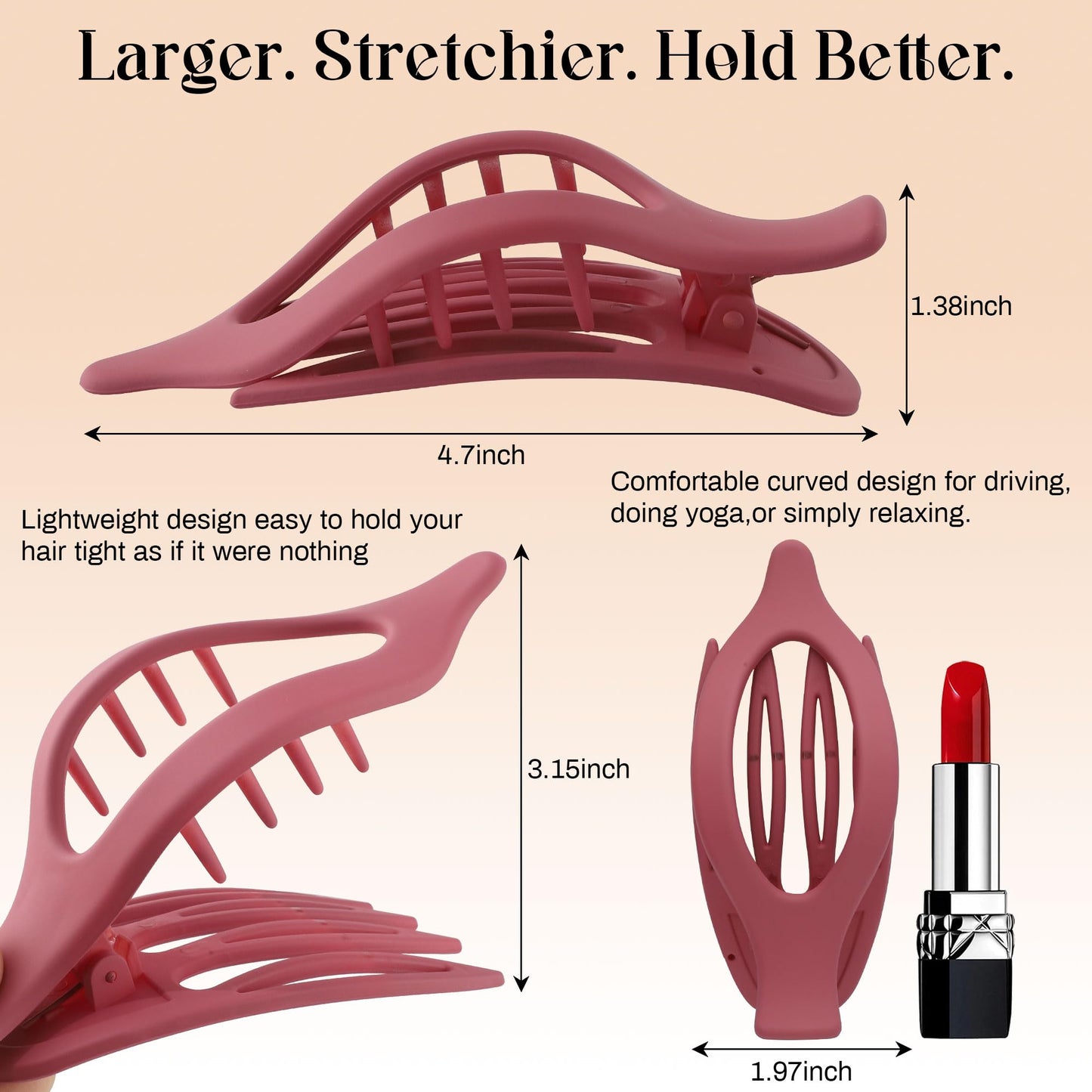 French Flat Hair Clips for Women - 6Pcs Flat Hair Claws for Thin Thick Hair Strong Hold No Slip Grip Hair Claw Clips for Women Girls (Matte Dark Beauty and Personal Care AWAYTR