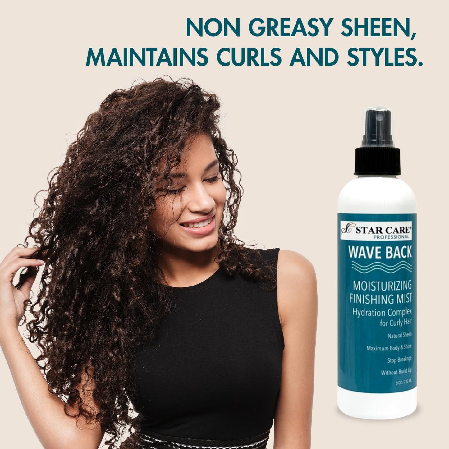 STAR CARE Wave Back Moisturizing Finishing Curl Enhancing Mist Lightweight Hydrating Finishing Spray for Curly & Wavy Hair Frizz Control & Shine