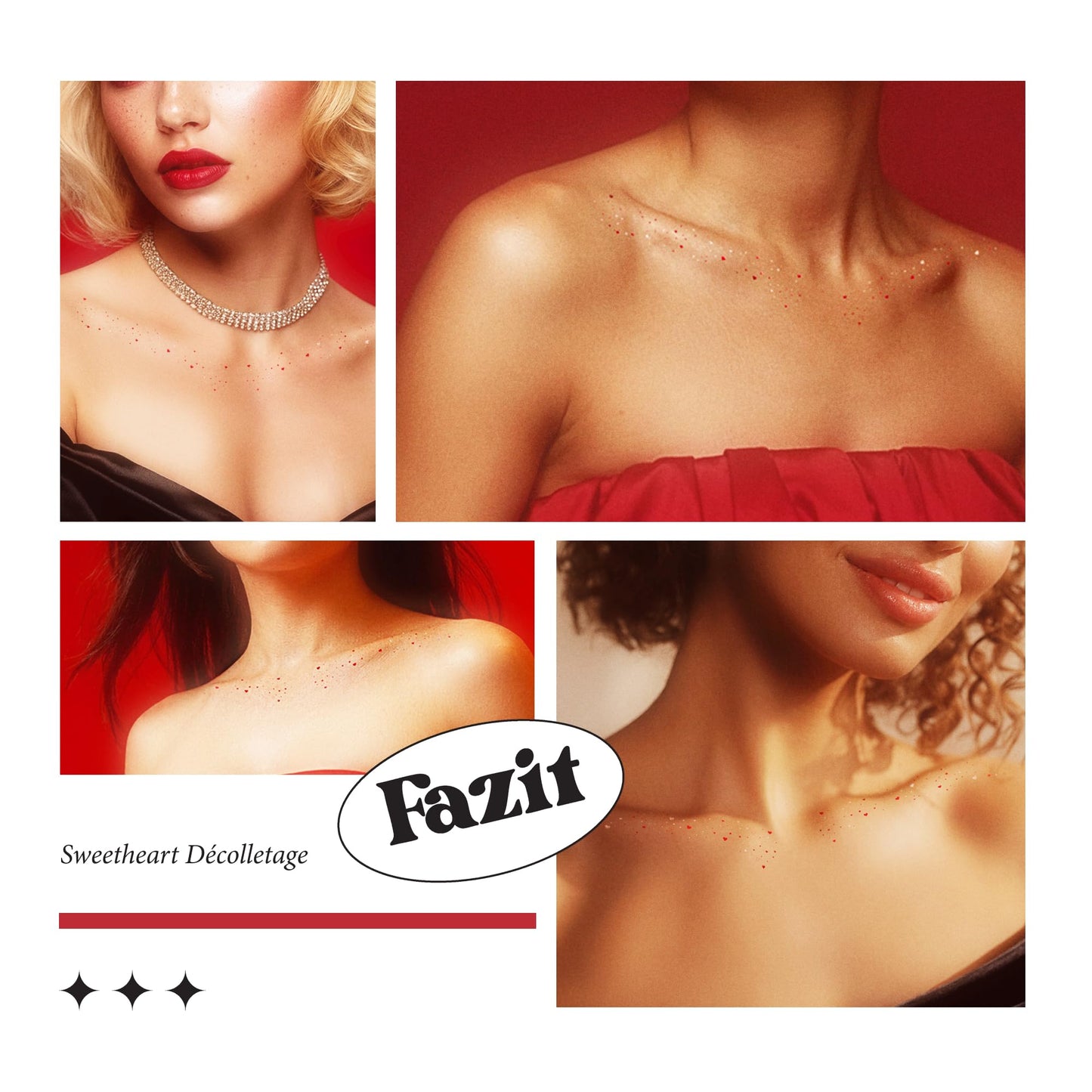 Fazit Makeup Patches - Sweetheart Decolletage Speckles - Glow Up Make-Up Patches - Cute Glitter Makeup Accessories for Women - Cosmetic Glitter
