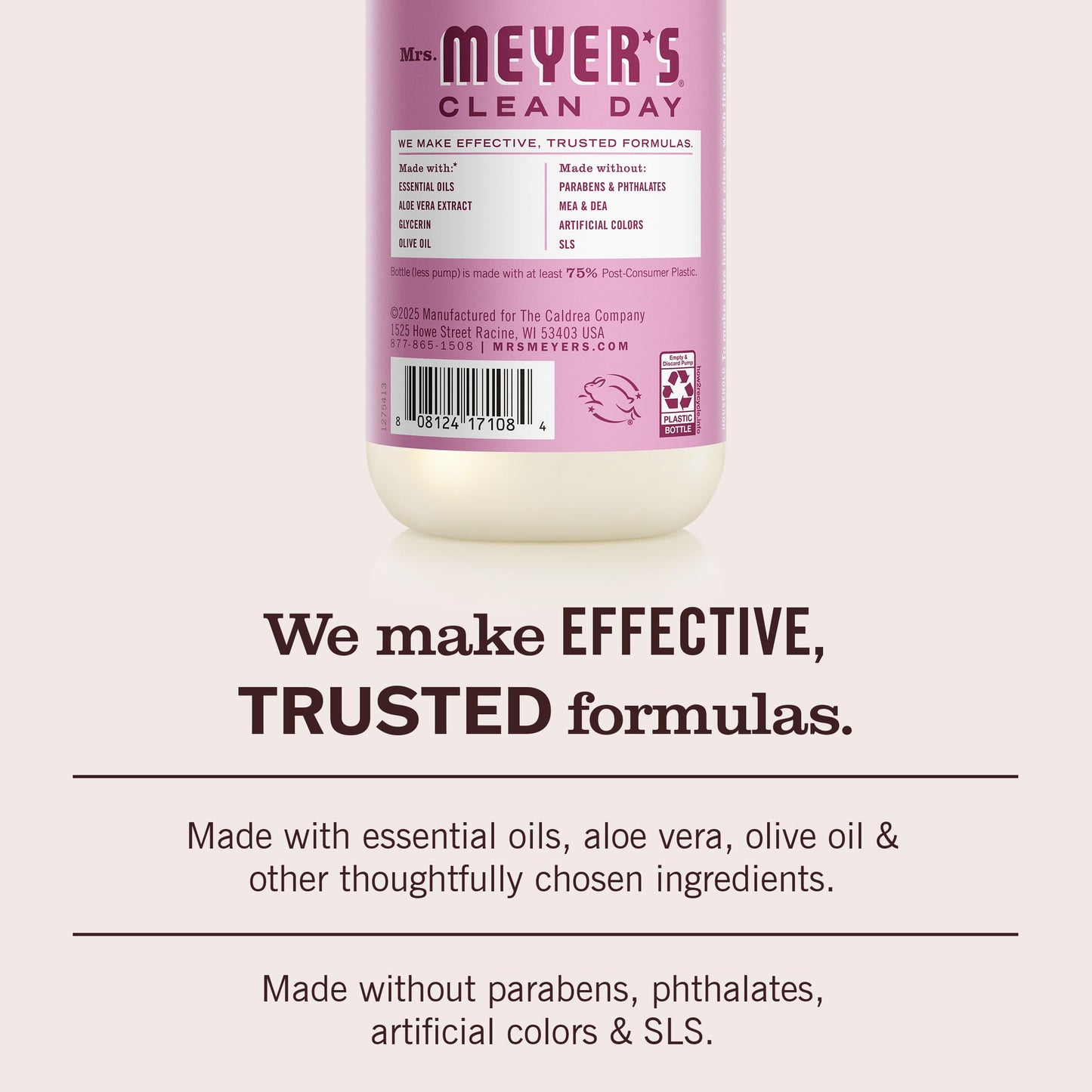 MRS. MEYER'S CLEAN DAY Hand Soap, Peony Scent, 12.5 Fl Oz Bottle