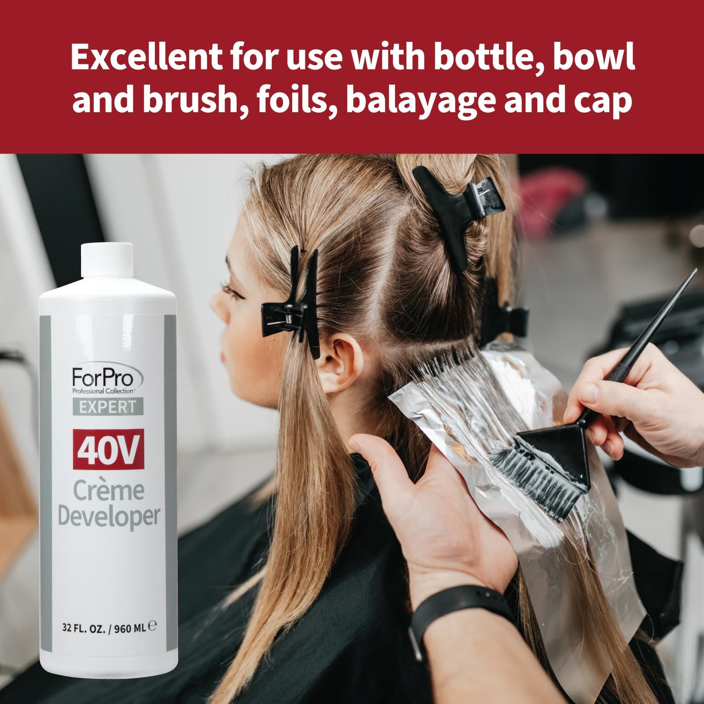 ForPro Expert 40 Volume Crème Developer, 32 Fl Oz - for Hair Lightening, Gray Coverage & Color Deposit with Maximum Lift