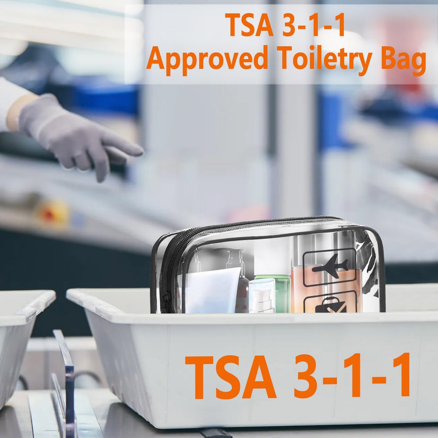 TREALDATE TSA Approved Toiletry Bag 3Pcs - 3 Pack Clear Travel Bags for Toiletries, Carry on Airport Airline Compliant Bag,Makeup Bags Clear Toiletry Beauty and Personal Care TREALDATE