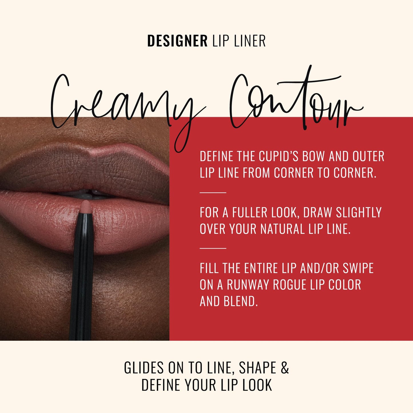 Runway Rogue Designer Liner Lip Pencil, Matte Medium Dusty-Rose Lip Liner Pencil and Lip Liner Sharpener, ‘Work It Babe’