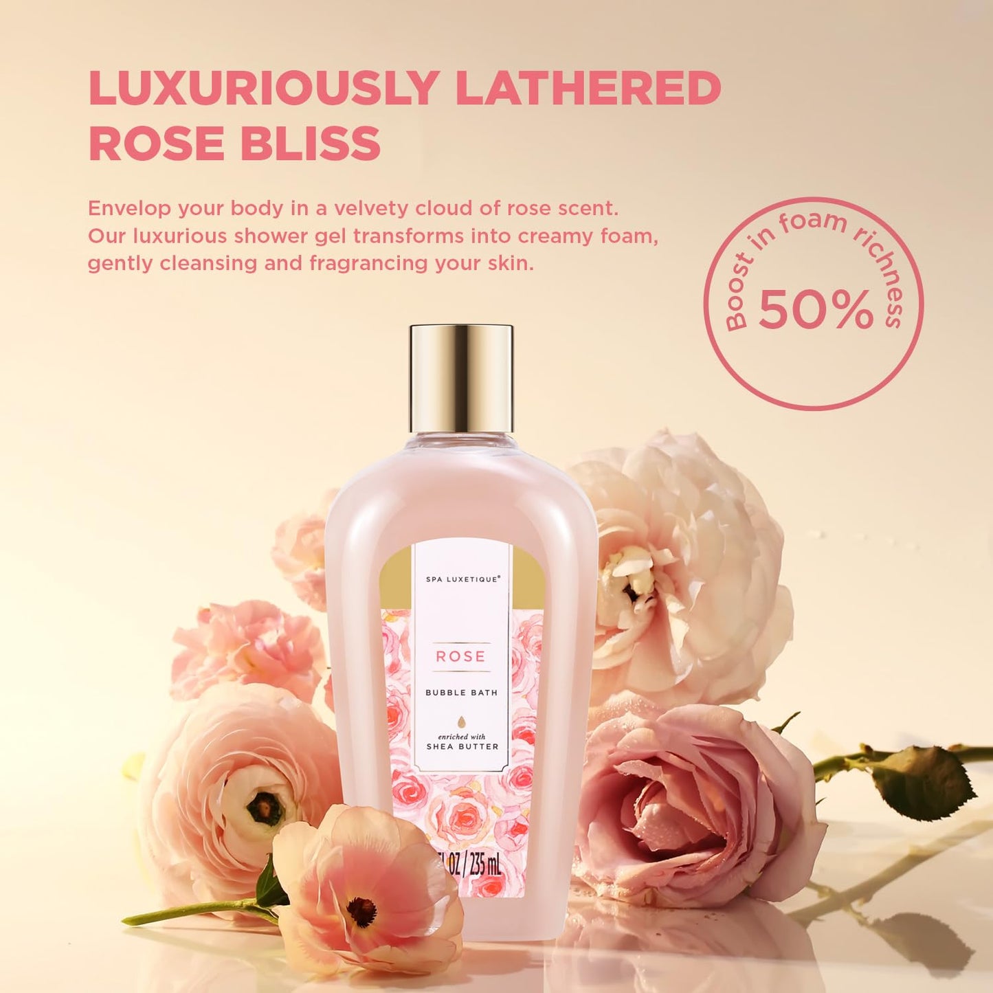 Spa Luxetique Spa Baskets for Women Gift, Womens Spa Gift Baskets, 15pcs Rose Spa Sets, Spa Kit Includes Body Oil, Bubble Bath, Bath Sets for Women