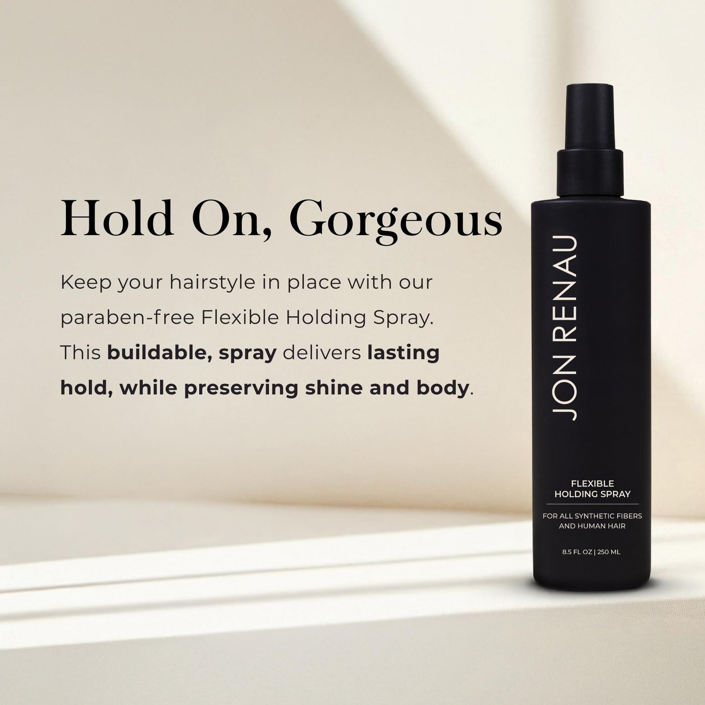 Jon Renau Flexible Holding Spray, Buildable Hold for Human Hair and Synthetic Wigs, Paraben and Sulfate Free Styling Spray, Brushable Finish