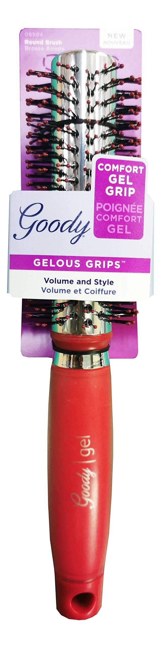 GOODY Gelous Grip Round Brush, Black, Purple or Red, 1CT (Color Will Vary)