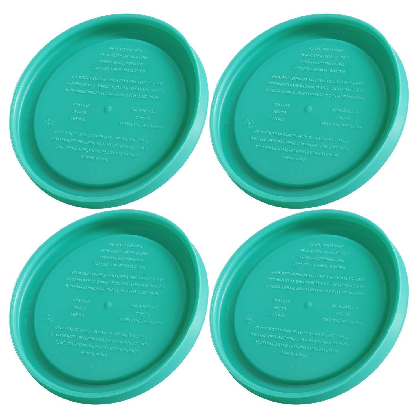 Pyrex 7202-PC 1-Cup Green Food Storage Replacement Lid (4-Pack) - Made in USA