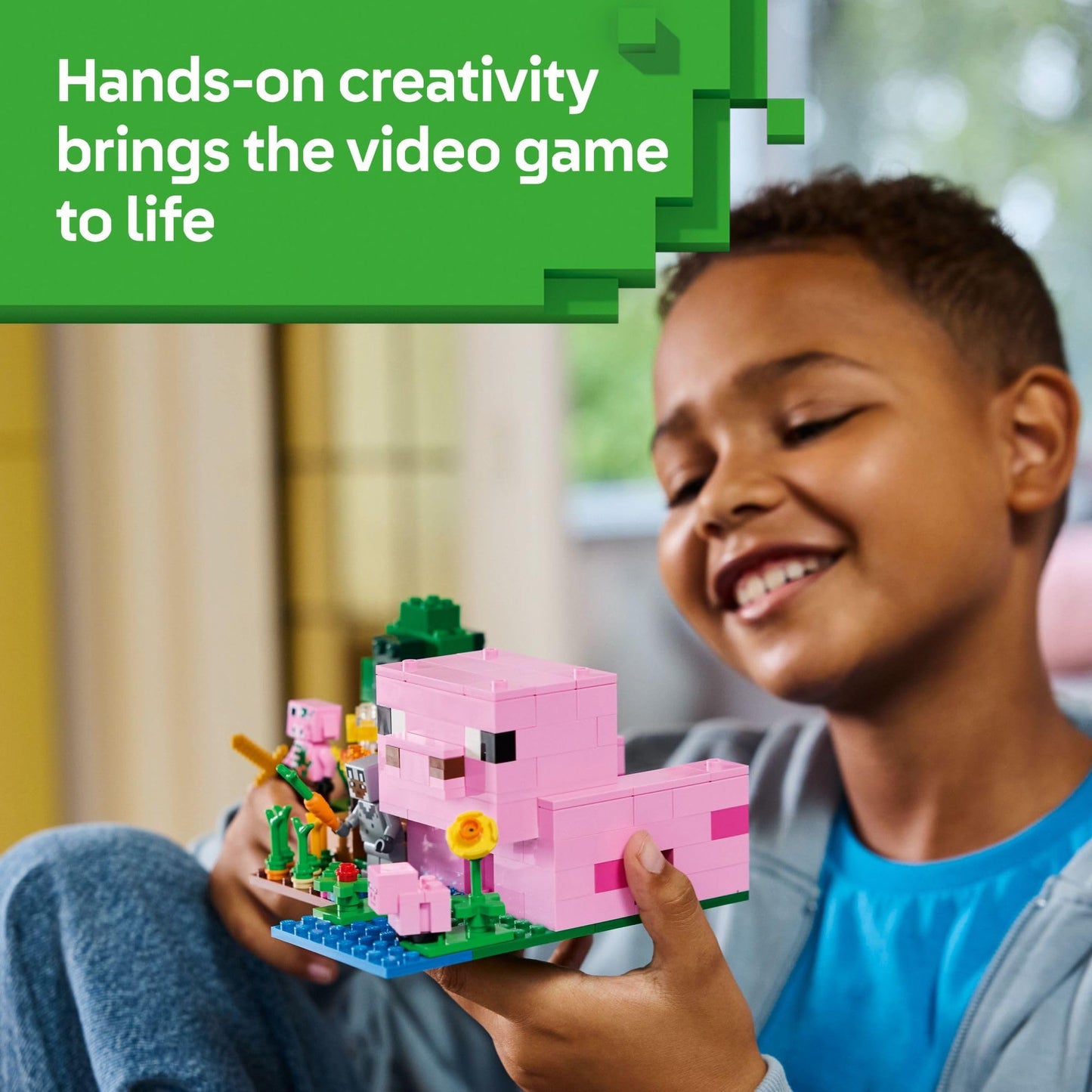 LEGO Minecraft The Baby Pig House 21268, Building Toy with 2 Minifigures for Pretend Play, Fun Gift for Kids, Boys & Girls Ages 7+
