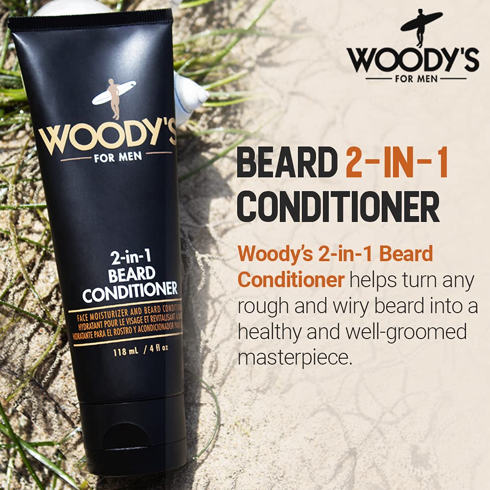 Woody's 2-in-1 Men Beard Conditioner, Beard Wash, Moisturize, Softens & Conditions Dry Flaky Beards, Enriched With Botanical Extracts and Essential
