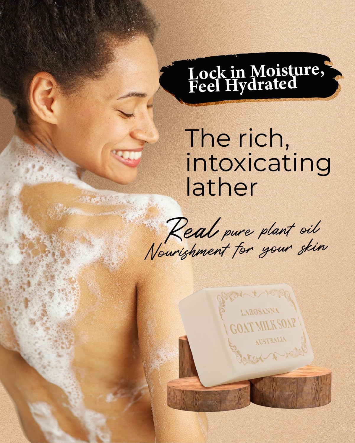 larosanna Australian Goat Milk Soap,Helps Moisturize,Smooth & Cleanse Skin,Triple-milled Bar Soap with Cocoa Butter,Aloe Vera and Pure Plant Oil,Body