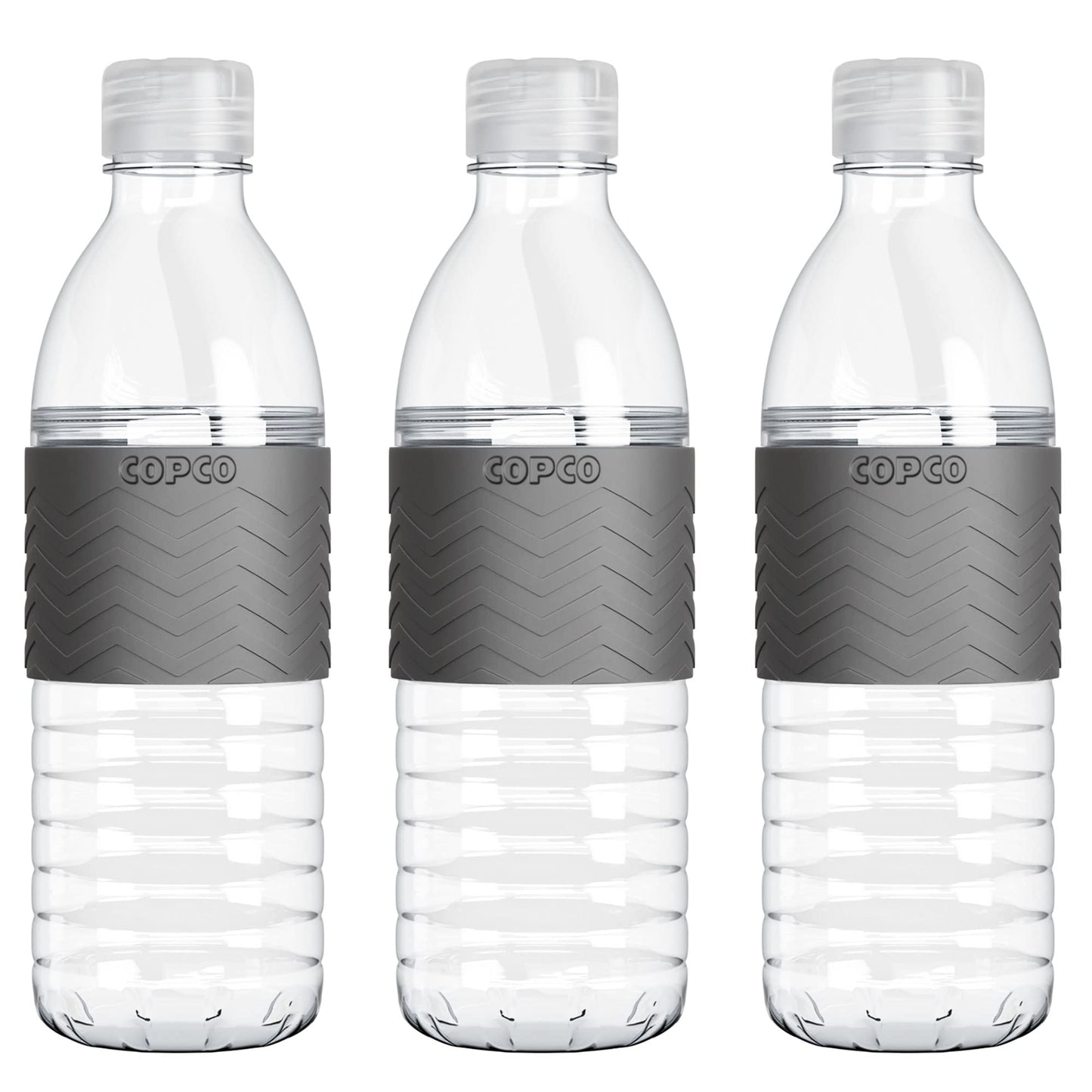 Copco Hydra 16.9 oz Tritan Water Bottle with Spill Resistant Lid & Non-Slip Sleeve, Set of 3 - BPA-Free, Dishwasher Safe, Fits Cup Holders, Great