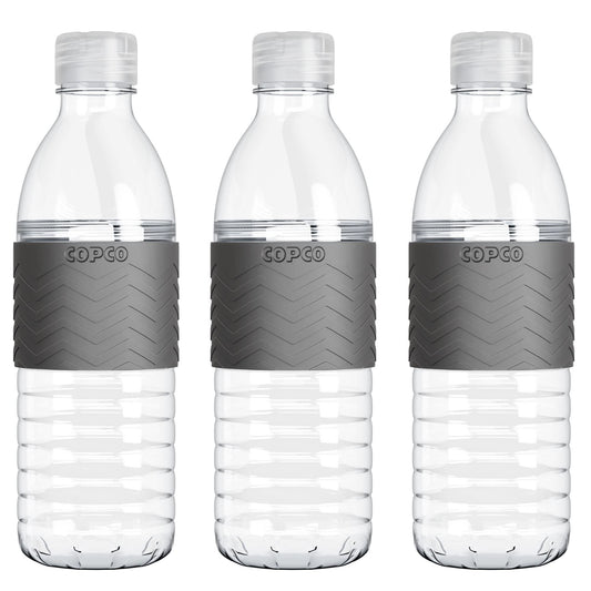 Copco Hydra 16.9 oz Tritan Water Bottle with Spill Resistant Lid & Non-Slip Sleeve, Set of 3 - BPA-Free, Dishwasher Safe, Fits Cup Holders, Great