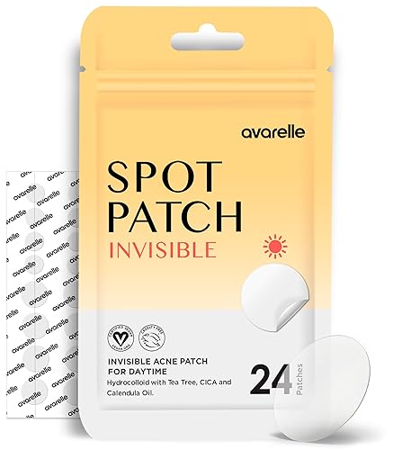 AVARELLE Invisible Acne Spot Patch (24 Count) Ultra Thin Hydrocolloid Spot Sticker for Day Time Acne l For Covering Zits & Blemish with Calendula