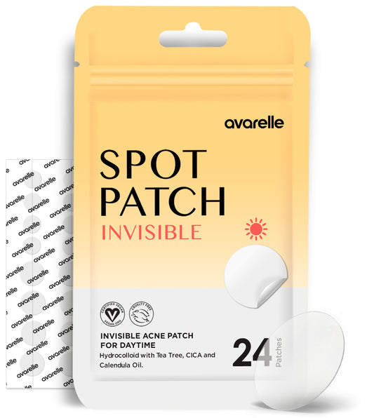 AVARELLE Invisible Acne Spot Patch (24 Count) Ultra Thin Hydrocolloid Spot Sticker for Day Time Acne l For Covering Zits & Blemish with Calendula