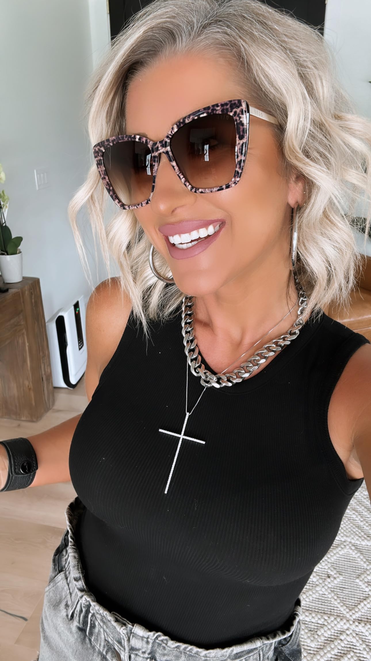 DIFF Becky II Designer Oversized Cat Eye Sunglasses for Women | Leopard Tortoise + Brown Gradient | 100% UV Protection