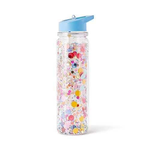 Packed Party Celebrate Every Day Confetti Water Bottle with Straw, Tumbler Sipper for School, Work or Office