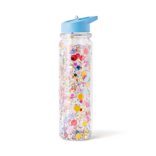 Packed Party Celebrate Every Day Confetti Water Bottle with Straw, Tumbler Sipper for School, Work or Office