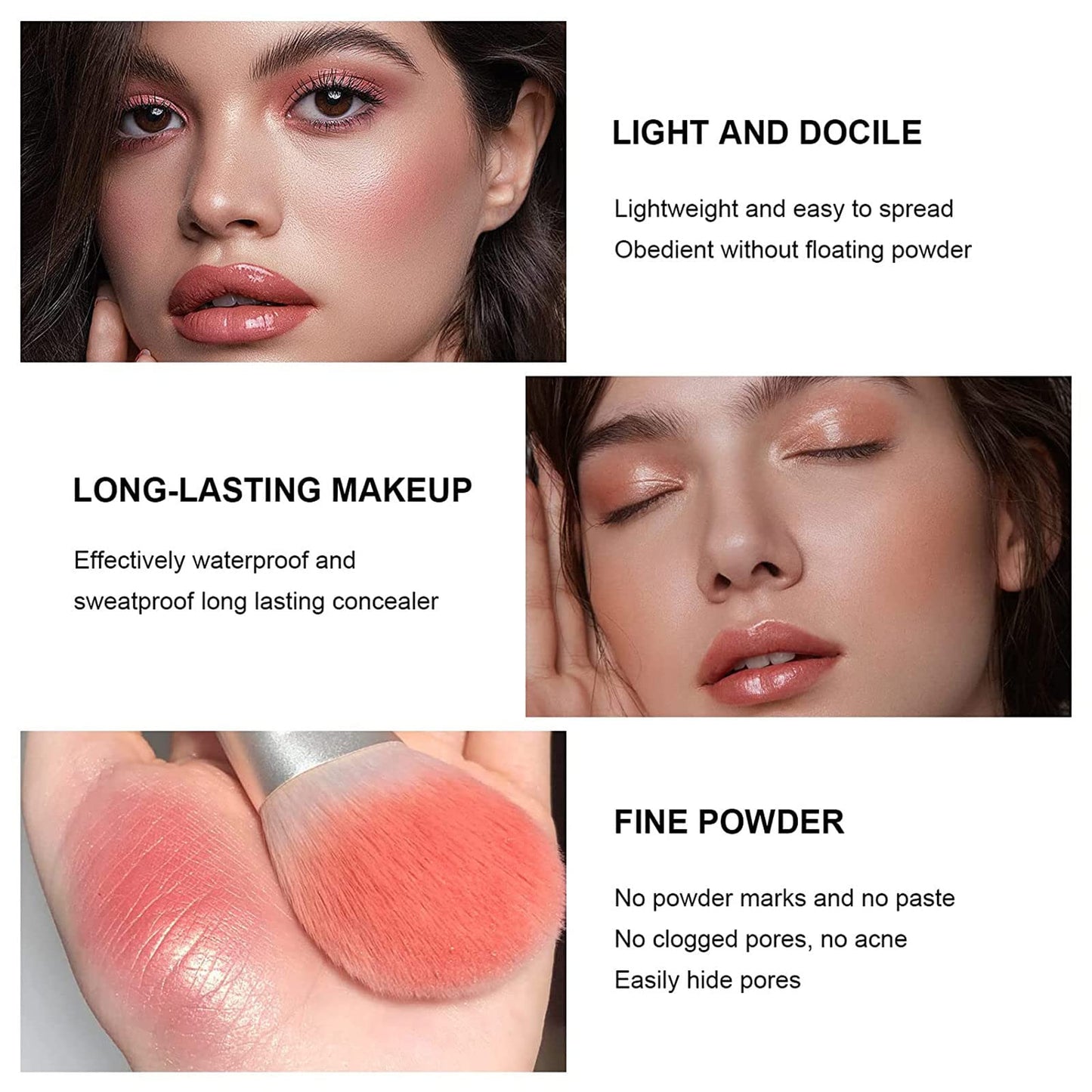 12 Colors Blush Palette,Highlighter Blush Powder Makeup,Long-Wearing,Smudge Proof,Natural-Looking,Blendable Cruelty-Free Matte Finish,Contour