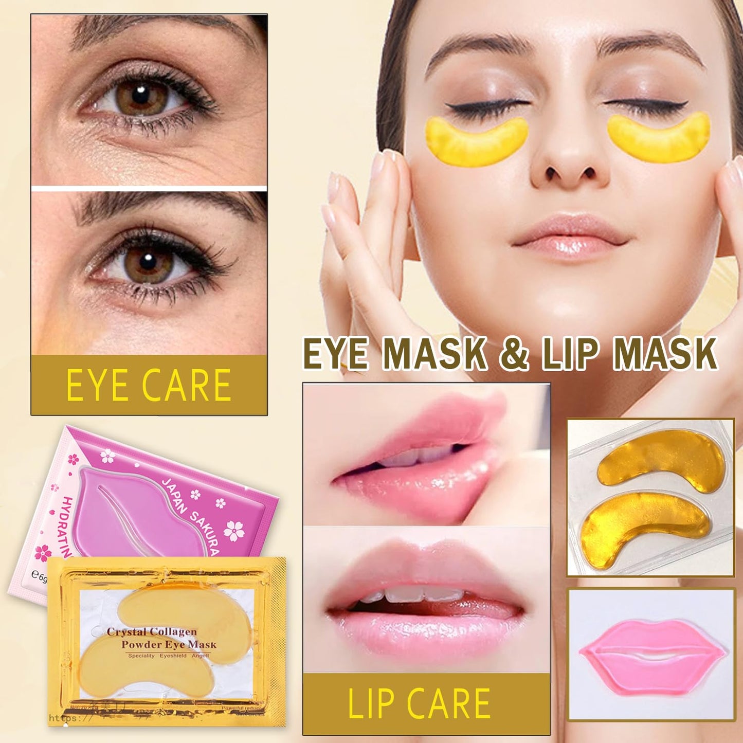 30 Pairs 24K Gold Eye Masks & Lip Masks, Under Eye Patches for Puffy Eyes, Lip Mask Skincare, Small Gifts, Bridesmaid Gifts, Bridal Shower Gifts Beauty and Personal Care Miniling