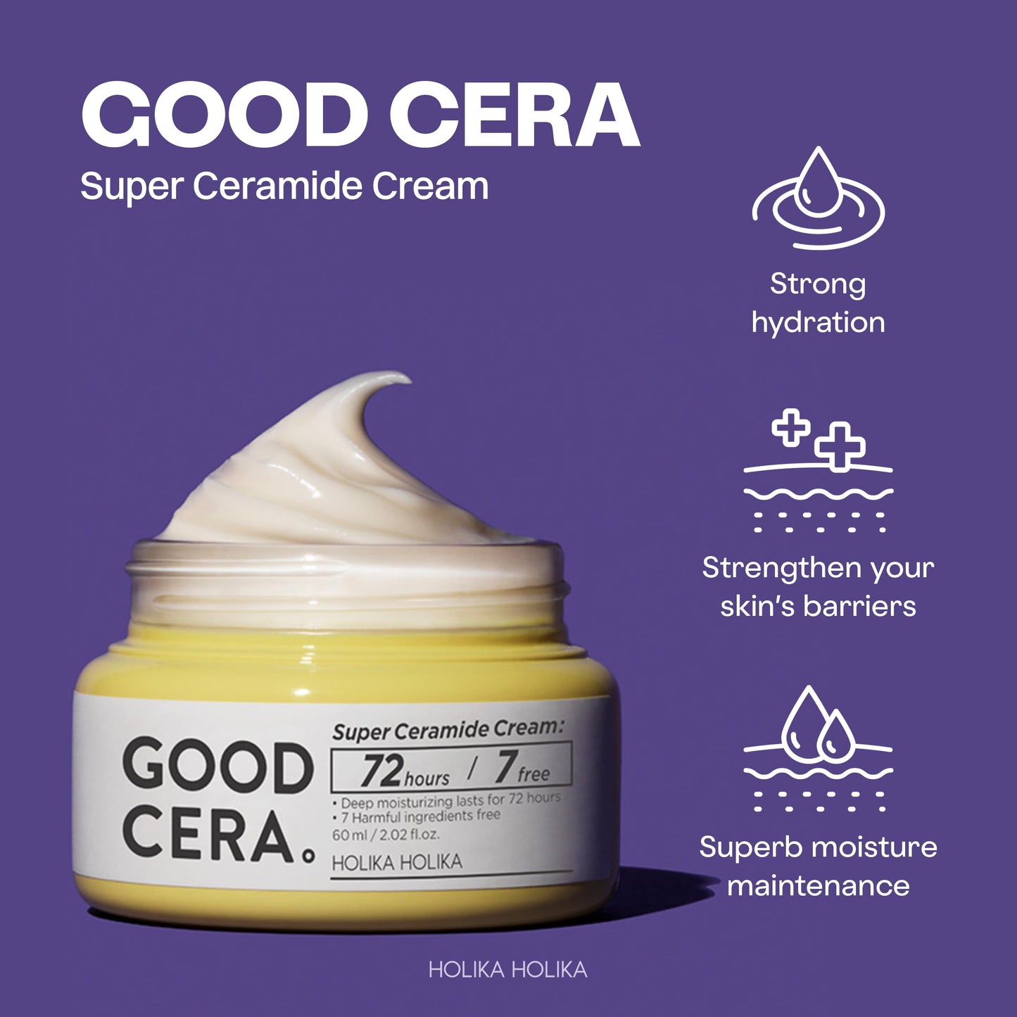 HOLIKA HOLIKA Good Cera Super Ceramide Cream | Soothing Facial Cream & Skin Moisturizer | Ceramide Cream Korean Moisturizer for Face | Deeply