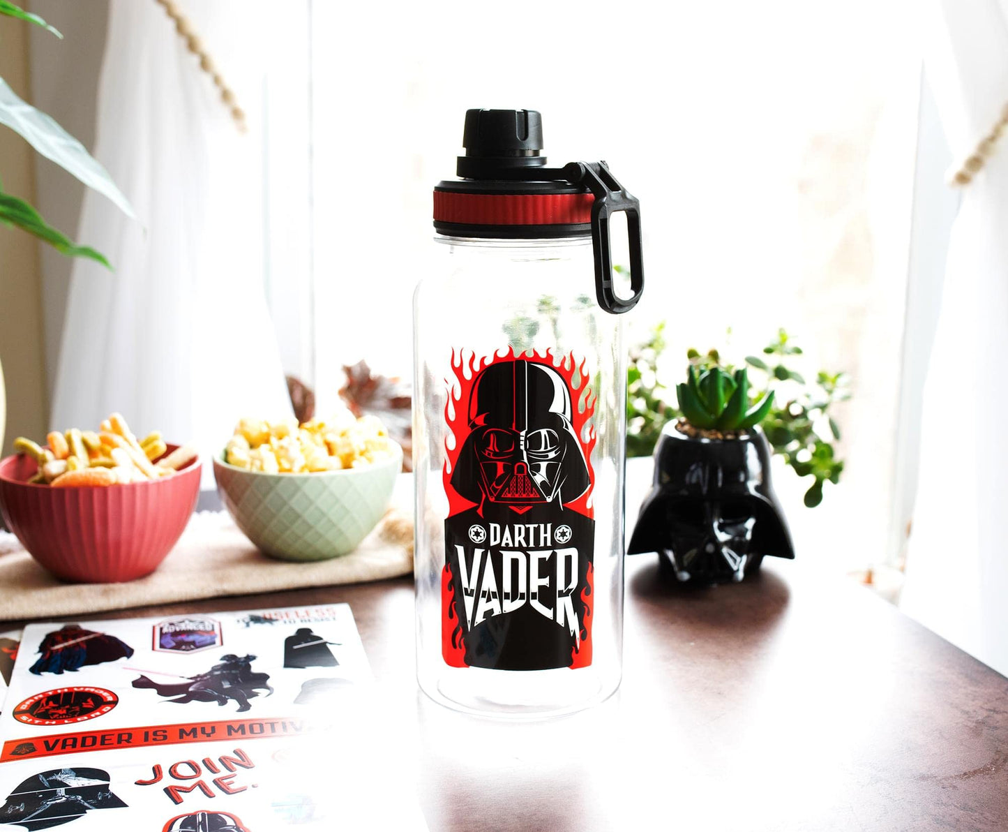 Star Wars Darth Vader Twist Spout Plastic Water Bottle Jug and Sticker Set For Personalizing | Holds 32 Ounces