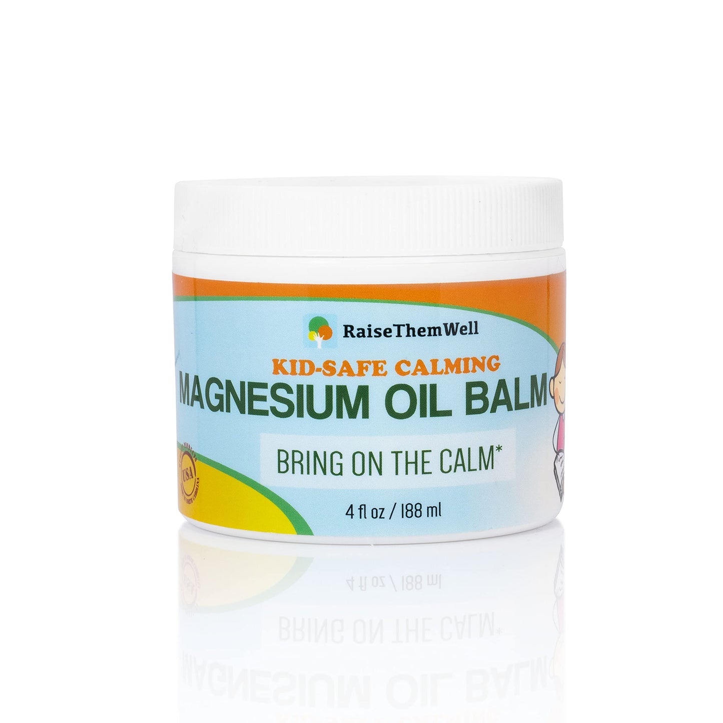 Raise Them Well Kids Calming Magnesium Balm – 4 fl oz | Natural Anxiety & Sleep Support Cream with Lavender, Coconut Oil & Jojoba