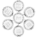 Silver Wedding Bridesmaid Proposal Set - 7 Compact Pocket Mirrors: Bride, Maid of Honor, Matron of Honor, 4 Bridesmaid Mirrors
