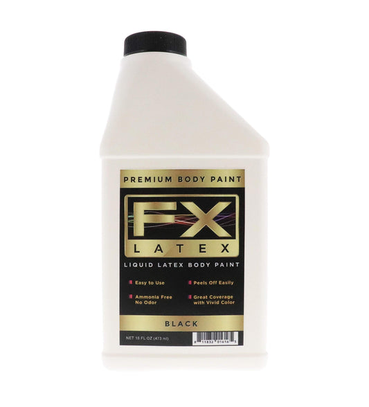 Black 16 oz - Liquid Latex Body and Face Paint, for Kids and Adults