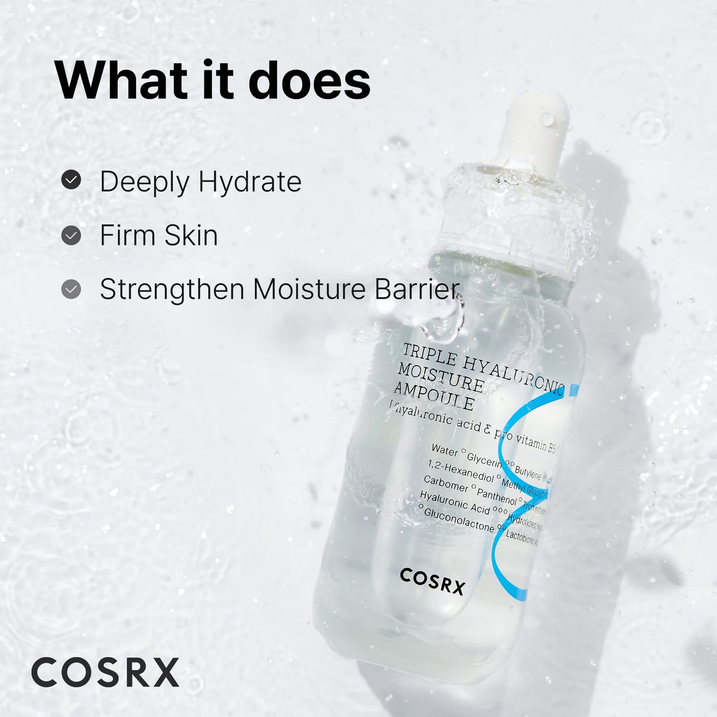 COSRX Hydrium Triple Hyaluronic Moisture Ampoule, 40ml / 1.35 fl.oz | Hyaluronic Acid Viscous Serum | Korean Skin Care, Animal Testing Free, Paraben