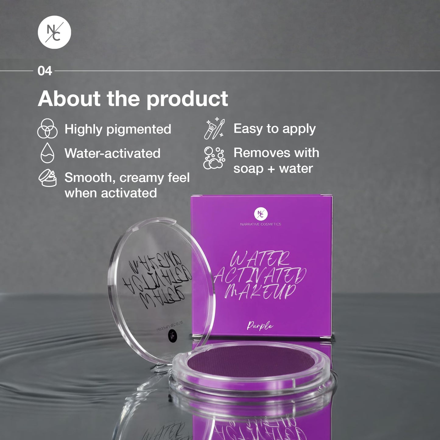Narrative Cosmetics Water-Activated Face & Body Paint - Highly Pigmented, Long-Lasting Face & Body Paint for SFX, Cosplay, and Artistic Makeup