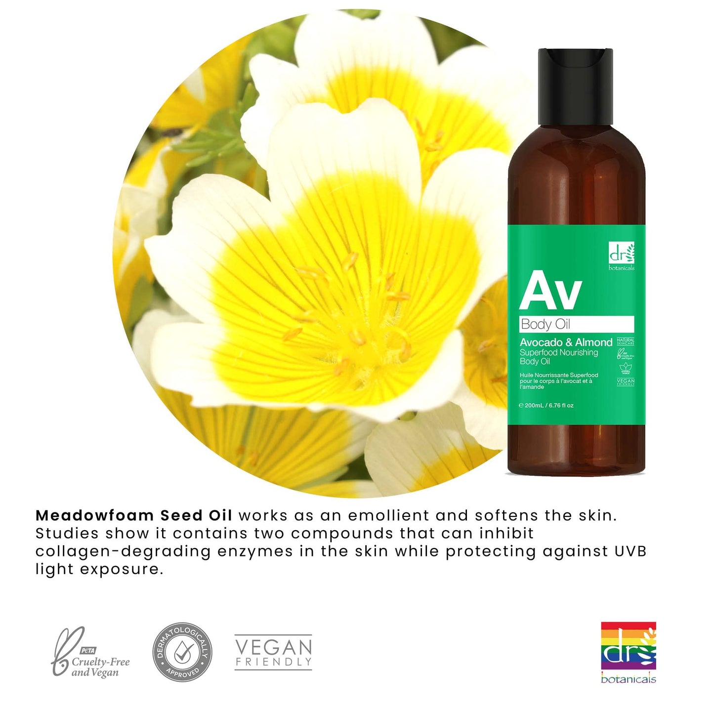 Dr Botanicals Avocado & Almond Superfood Nourishing Body Oil 6.76 Fl Oz/200ml