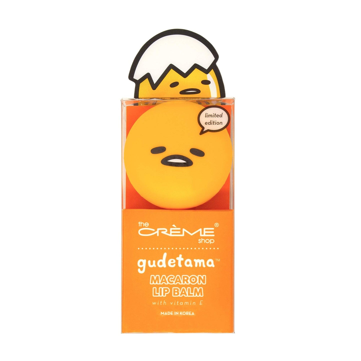The Crème Shop x Gudetama Macaron Lip Balm, Korean Lip Balm with Shea Butter and Vitamin E - Peach Gummies
