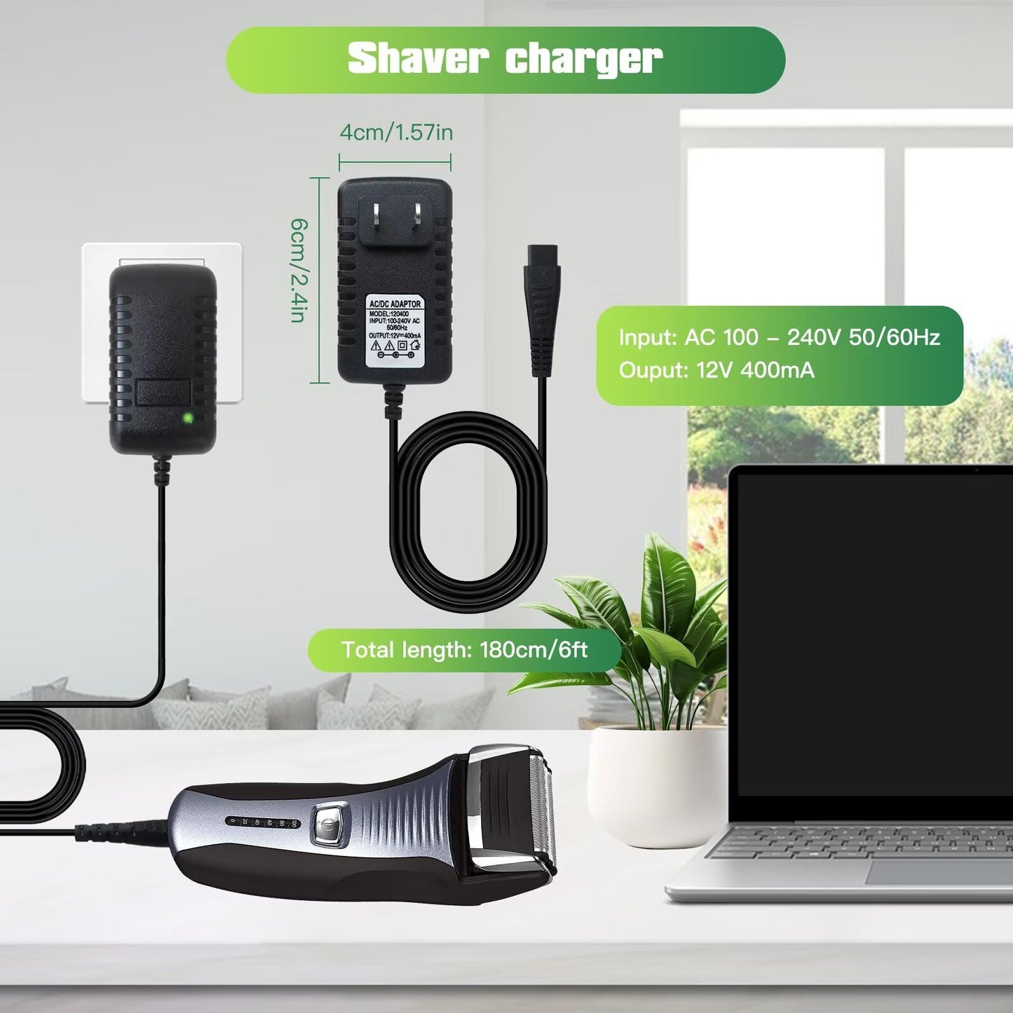 RGNEIN 4.9FT/1.5M Charger Replacement for Remington Shaver, Designed for Remington MS3-3700, MS3-4000, Black Electric Razor Power Cord Adapter Beauty and Personal Care RGNEIN