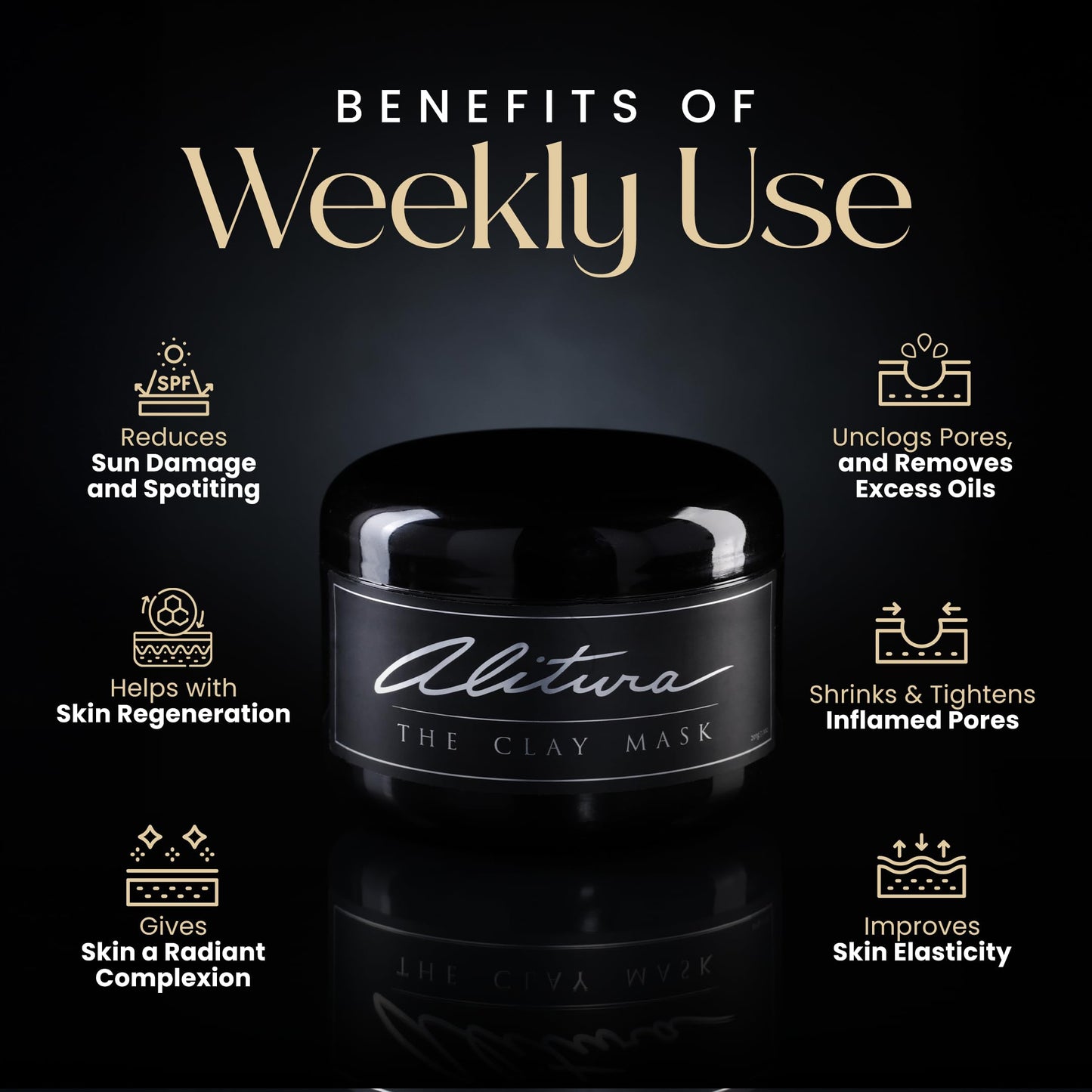 Alitura Clay Face Mask - Exfoliating, Hydrating & Anti-Aging Facial Mask with Vitamin C & Pearl Powder - Pore Cleansing Face Mask for Acne, Blackheads