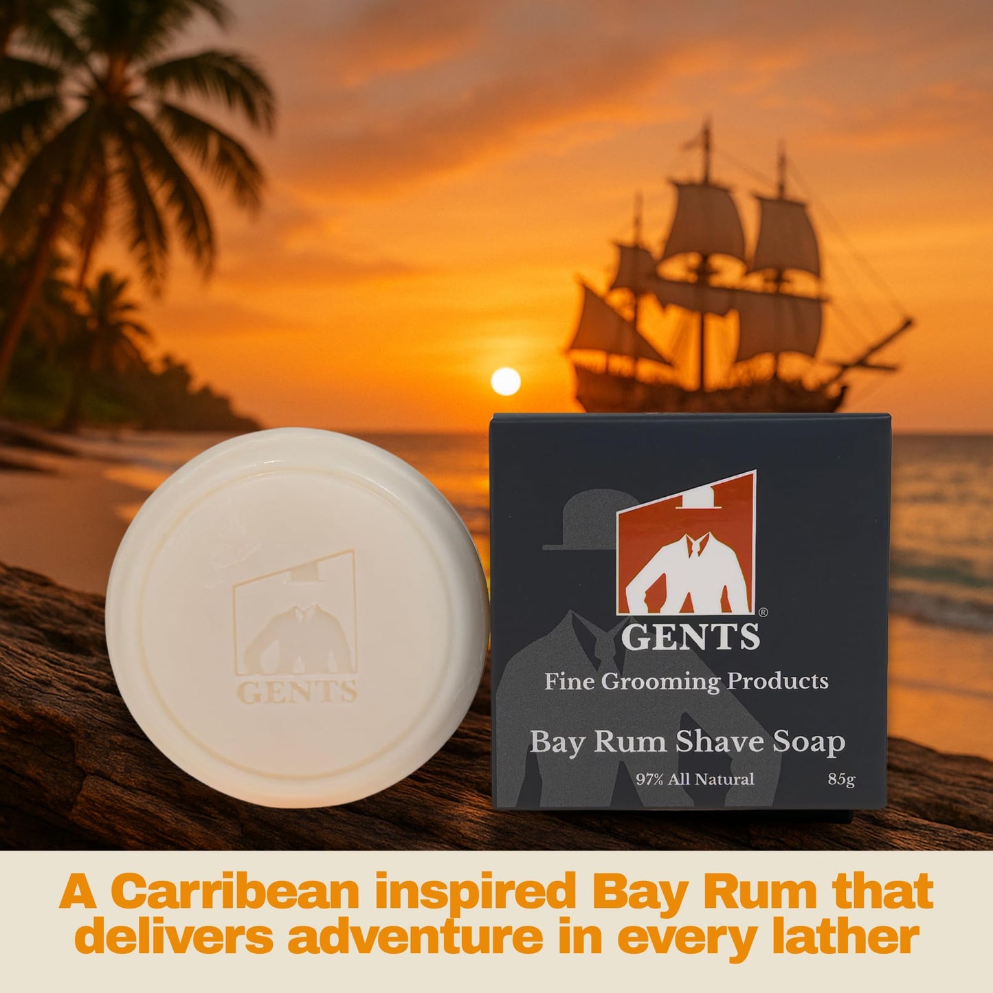 GENTS All Natural Shaving Soap Set for Men, 3 Pack Cedar & Pine, Sandalwood, Bay Rum, Shea Butter Rich Lather, Barbershop Wet Shave Grooming Kit Beauty and Personal Care G.B.S