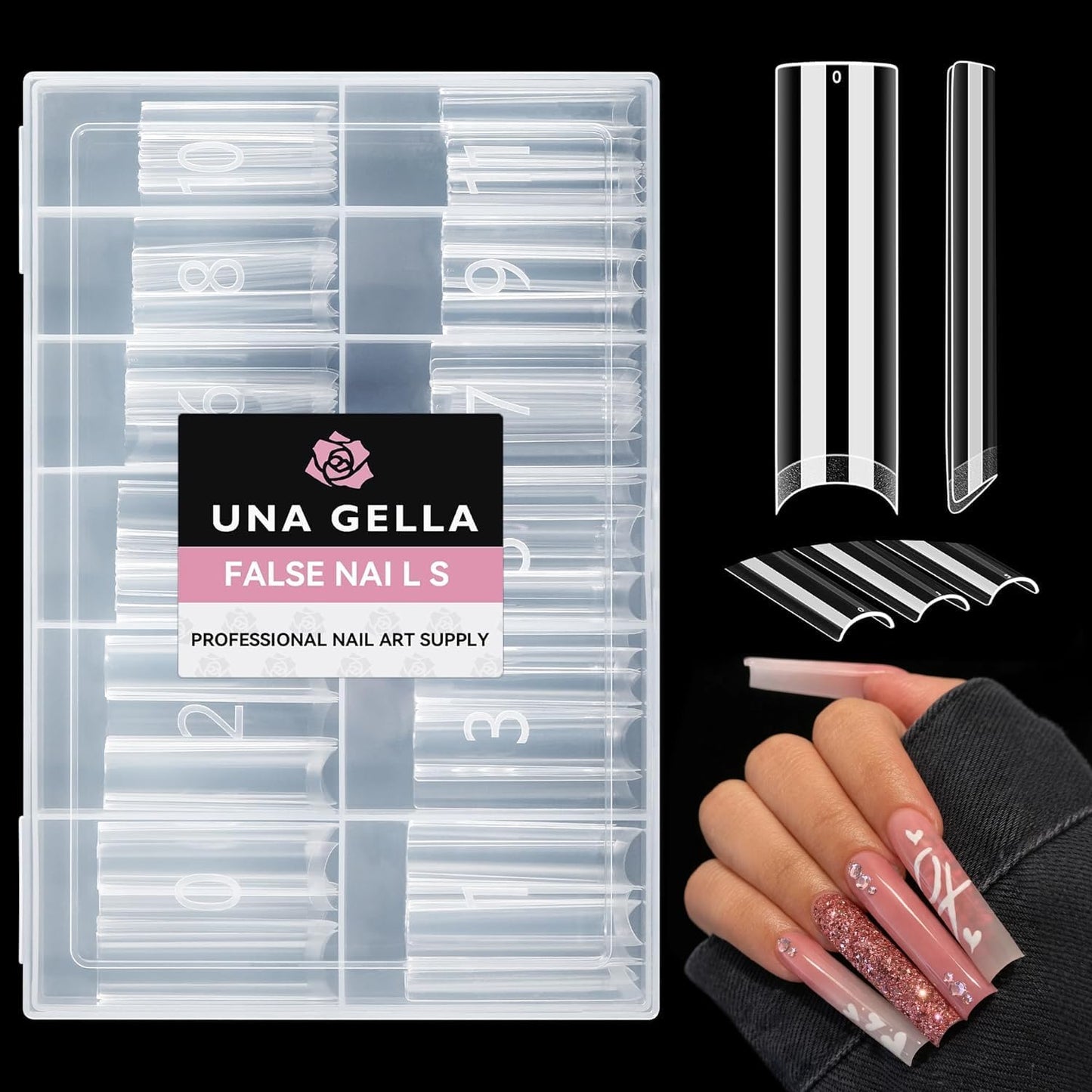 UNA GELLA Nail Tips Square XXL Tips 120 PCS No C Curve Gel Tips Extra Long Square Straight Nails Half Fake Nail Tips No Trace for Acrylic Nails Tips Beauty and Personal Care UNA GELLA Default Title