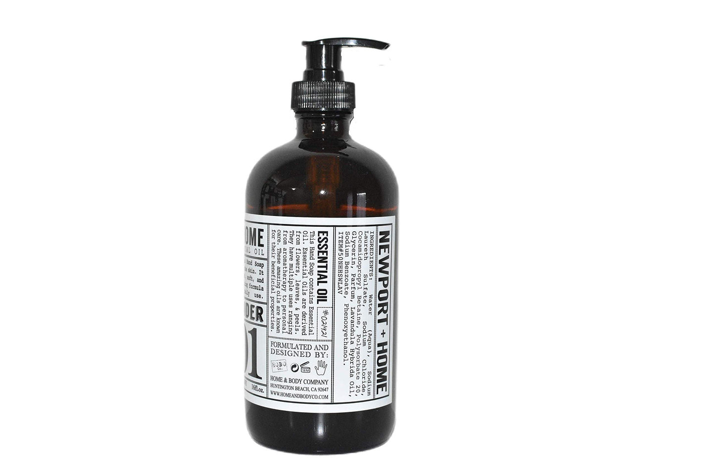 PDTXCLS Birsppy CHDENUO Sudopo Newport Home and Body Co Hand Soap, Wild Lavender, 2 Glass Bottles 16 fl oz Each