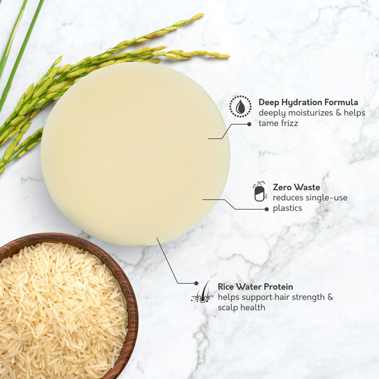 Rice Water Shampoo Bar for Hair Strengthening and Repair - Sulfate-Free, Vegan Formula with Nourishing Oils - Solid Shampoo for Healthy Locks
